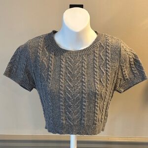 Emory‎ Park Cropped Heather Gray Cable Knit Sweater size Small